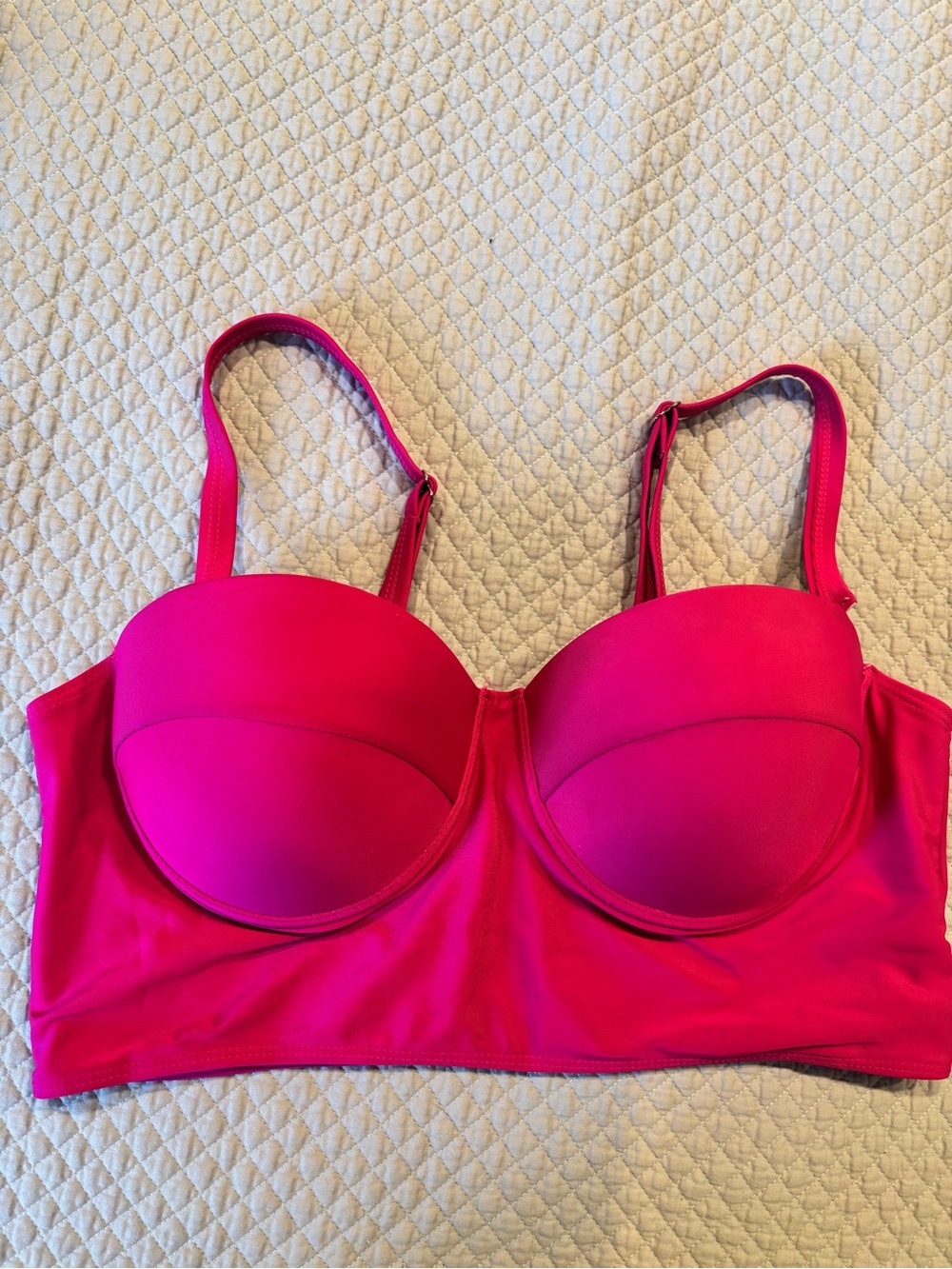 Strap Convertible Shein Swim top in Hot Pink